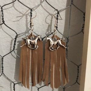 Leather Horse Earrings